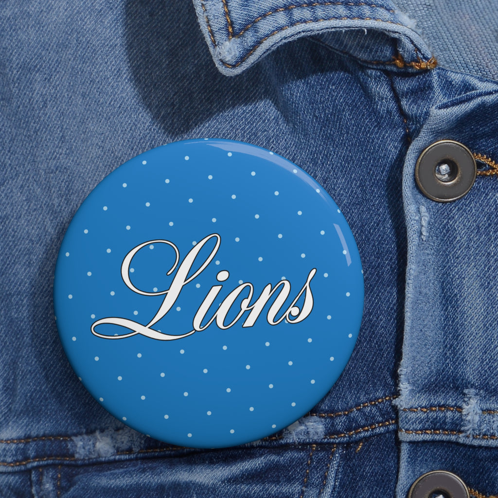 Blue Polka Dot Cursive Lions